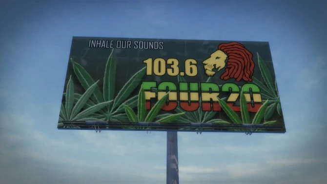 A "103.6 420 FM" advertising in Sommerset in Saints Row 2