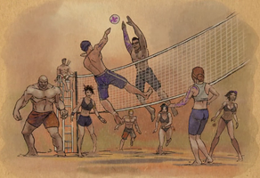 Gat out of Hell cutscene - Josh, Oleg, Lin, Carlos playing volleyball in heaven