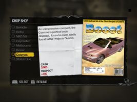 Cosmos - Apartments Chop Shop list in Saints Row 2