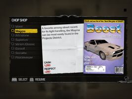 Magma - Truckyard Chop Shop list in Saints Row 2