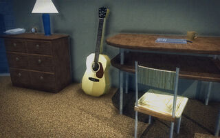 Red Light Loft - Classy - bedside table, guitar, and desk