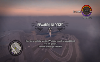 Hostage - ATV unlock message in Saints Row 2