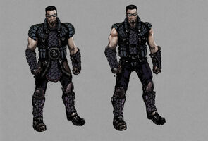 Johnny Gat Concept Art - Gat out of Hell Barbarian look - two dark outfits