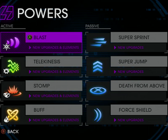 Powers menu