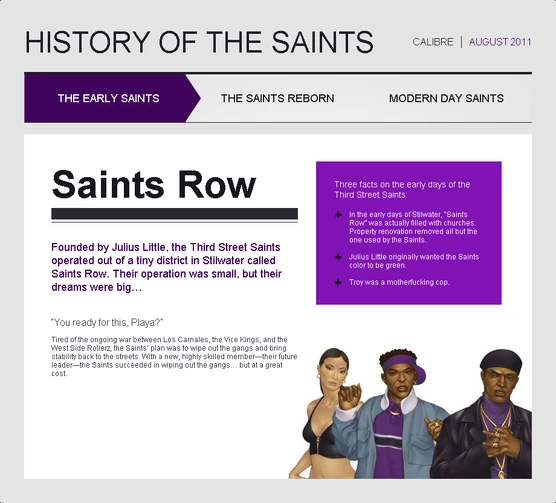 Saints Row: The Third promotional history of Saints Row era Saints