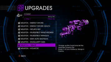 Upgrades menu in Saints Row IV after unlockitall - Tyrant