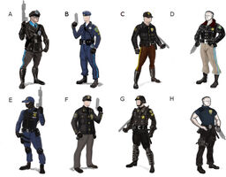 Steelport Police concept art - 8 alternate outfits