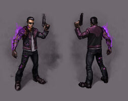 Johnny Gat Concept Art - Gat out of Hell - purple demon arm