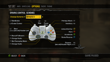 Saints Row 2 Menu - Options - Controls - Driving Control Schemes - Scheme C