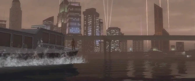 After escaping, Playa sees the Phillips Building in the skyline of Saint's Row in Stilwater