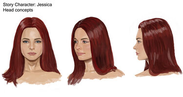 Jessica Concept Art 08 - Hair concept with long straight hair