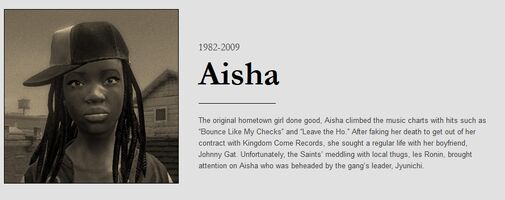 Aisha obituary with dates