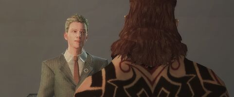 Dane Vogel talking to Maero in a cutscene