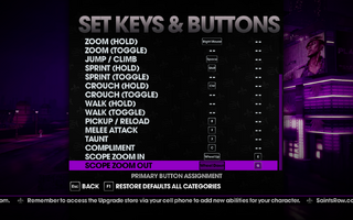 Saints Row The Third - Main Menu - Options - Controls - Set Keys & Buttons - On Foot II