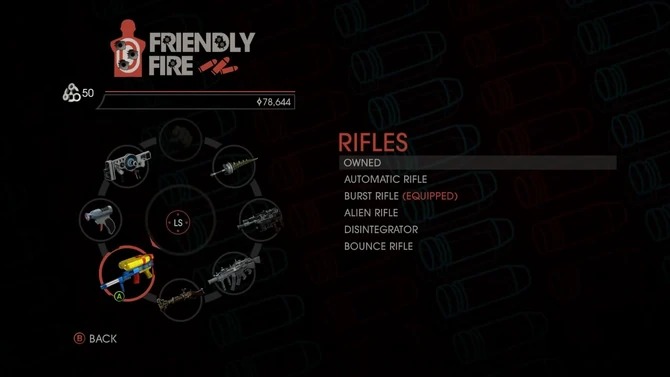 Friendly Fire Rifles menu