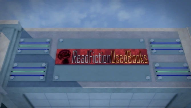 A closer view of the ingame Read Fiction Store logo