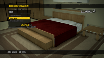 Saints Row Mega Condo - Crib Customization - Bed - King Size