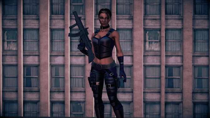 Standard Female NPC stance when standing still holding 2 handed SMGs/Rifles