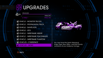 Upgrades menu in Saints Row IV - Page 4 of Vehicles