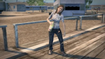 A Bum drinking a beer in  ( District) in Saints Row 2