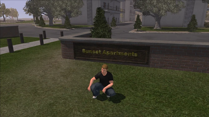 Sunset Apartments sign in Saints Row