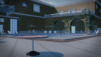 The swimming pool in the Lopez Mansion in Saints Row 2