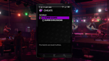 World Cheats menu in Saints Row The Third