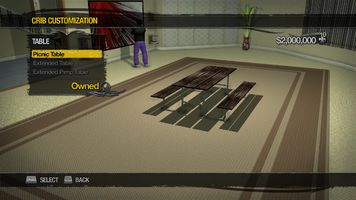 Saints Row Mega Condo - Crib Customization - Table - Picnic Table