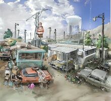 Trailer Park District Concept Art - trailers and water tower