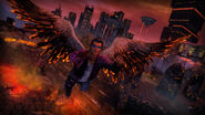 Gat sobrevolando el infierno de Saints Row: Gat Out of Hell.