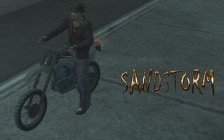 Sandstorm - front left with logo at night in Saints Row 2