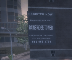 Bainbridge Tower side sign