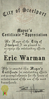 Credits - Mayor Certificate - Eric Warman