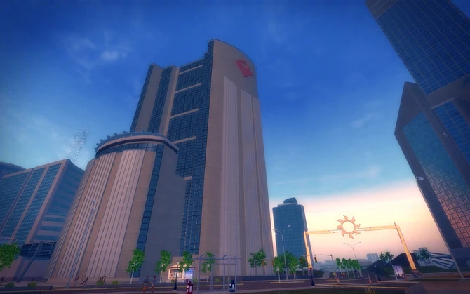 Athos Bay in Saints Row 2 - looking upwards