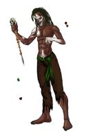 Mr. Sunshine Concept Art 05 - Shirtless with white paint and dreads