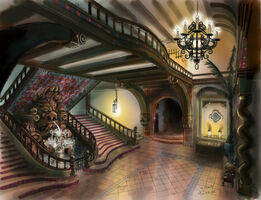 Concept art of the interior of the mansion