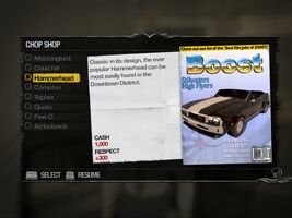 Hammerhead - Suburbs Chop Shop list in Saints Row 2