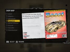 Superiore - Truckyard Chop Shop list in Saints Row 2