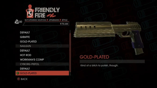 Cyborg Pistol - Gold-Plated in Friendly Fire