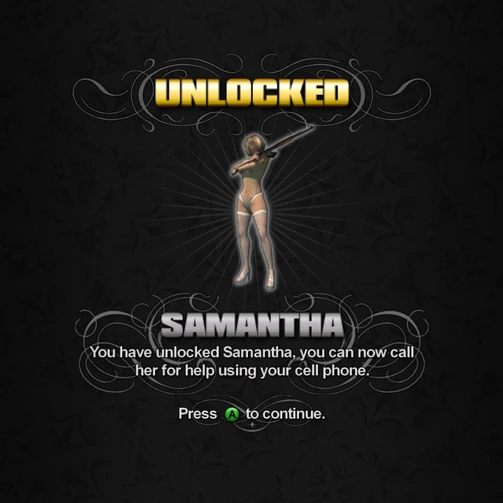 Samantha unlock screen in Saints Row