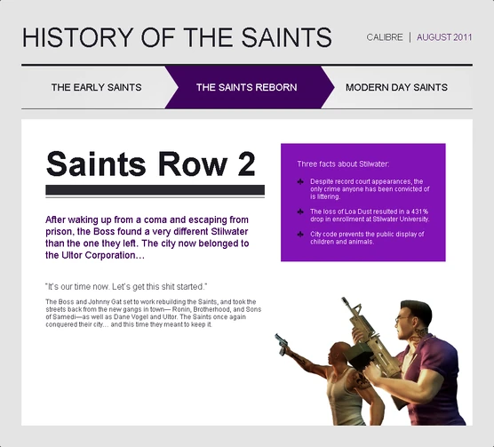 Saints Row: The Third promotional history of Saints Row 2 era Saints