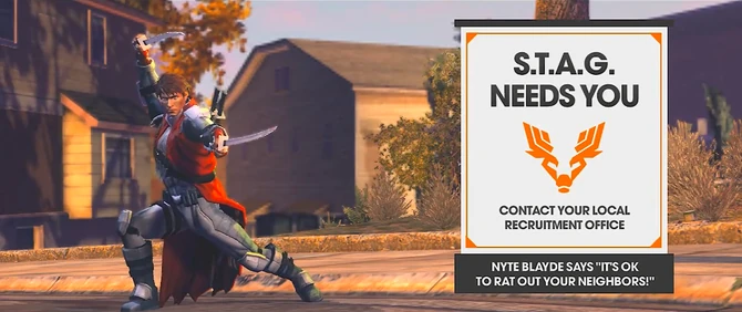 Josh Birk, fully dressed up as Nyte Blayde and endorsing STAG in "Convoy Decoy"