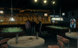 Broken Shillelagh interior - wide view of pool tables and bar