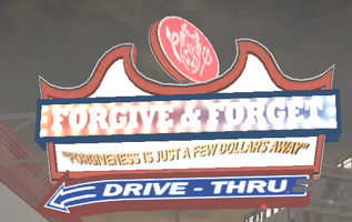 Forgive and Forget exterior sign in Saints Row 2 with demon visible