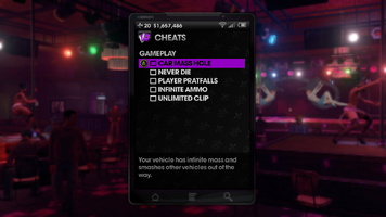 Gameplay Cheats menu in Saints Row The Third