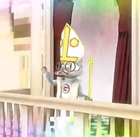 Genki as pope in live action trailer