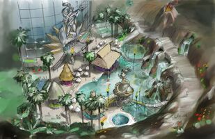 Concept Art of Poseidon's Palace pool area in Saints Row 2