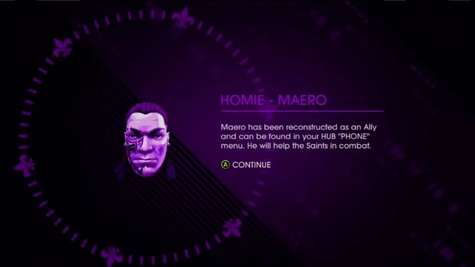 Maero unlocked as a homie in Saints Row IV