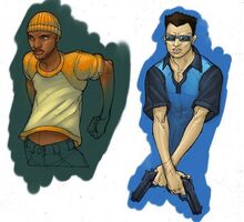 Saints Row - Character Concept Art - male sketches coloured