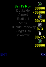 Saints Row Mobile district select screen